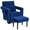 Deep sapphire blue, variant on YYAo Recliners Home Theater Seating, Reclining Sofa Chair,Modern Berber Fleece Single Sofa Chair with Ottoman and Waist Pillow-Orange