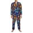 thumbnail image 4 of Bingfone Men'S Pajama Set 2 Piece Loungewear Pjs, Long Sleeve With Pajama Pants-Colorful Fall Leaves, 4 of 9