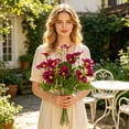 thumbnail image 5 of 2 Pcs Artificial Pansy Bouquet,11.8 Inch Faux Green Plants for Wedding Garden Living Room Landscaping Floral Decoration,Hot Pink, 5 of 7
