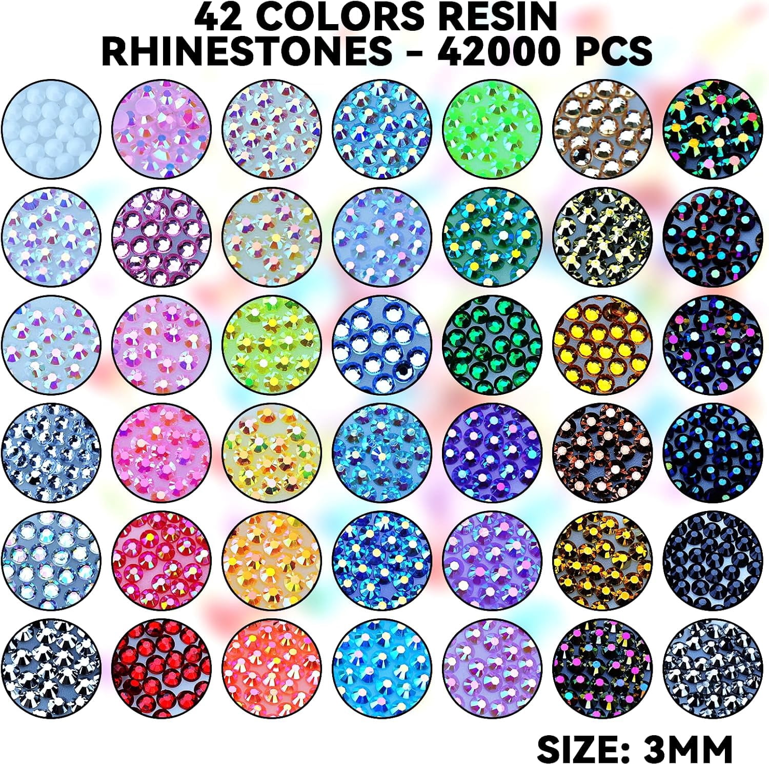 Bedazzling Kit 42 Colors, Bedazzler Kit with 42000Pcs Rhinestones, Tweezer, 3Pcs Jewelry Glue, Dotting Pen and Tray, 3mm Crystal Bedazzle Kits for Bedazzled Gems Nail Art Crafting