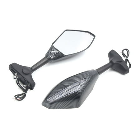 - Pair Yellow Carbon Fiber Pattern Windscreen Motorcycle Rearview Mirror