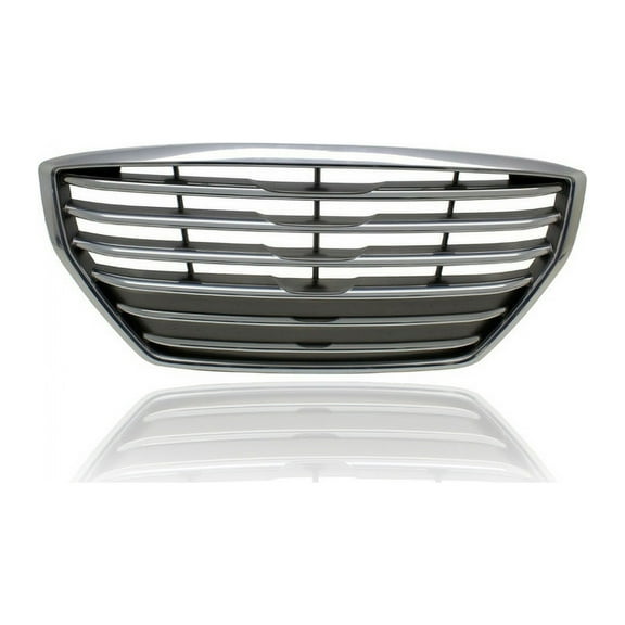 Grille - Compatible/Replacement for '15-16 Hyundai Genesis Sedan, 17-17 Genesis G80 - Main, Chrome Frame Silver Insert Without Cruise Sensor Hole - 86350B1040
