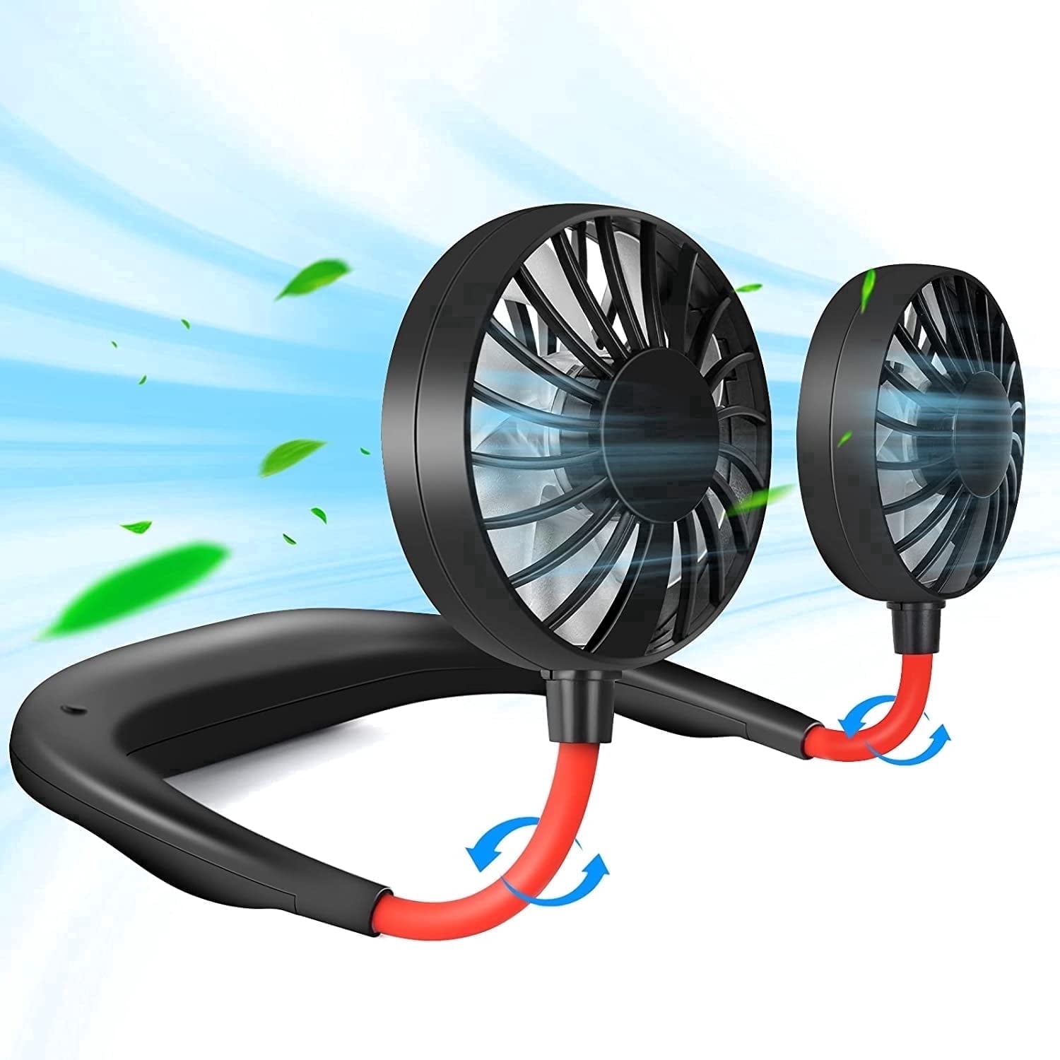Portable Neck Fan Rechargeable Personal Hand-Free Fan Mini USB Wearable Neckband Sport Fan, 3 Speed Adjustable, 360 Degrees Free Rotation Perfect for Working, Traveling, Office, Reading
