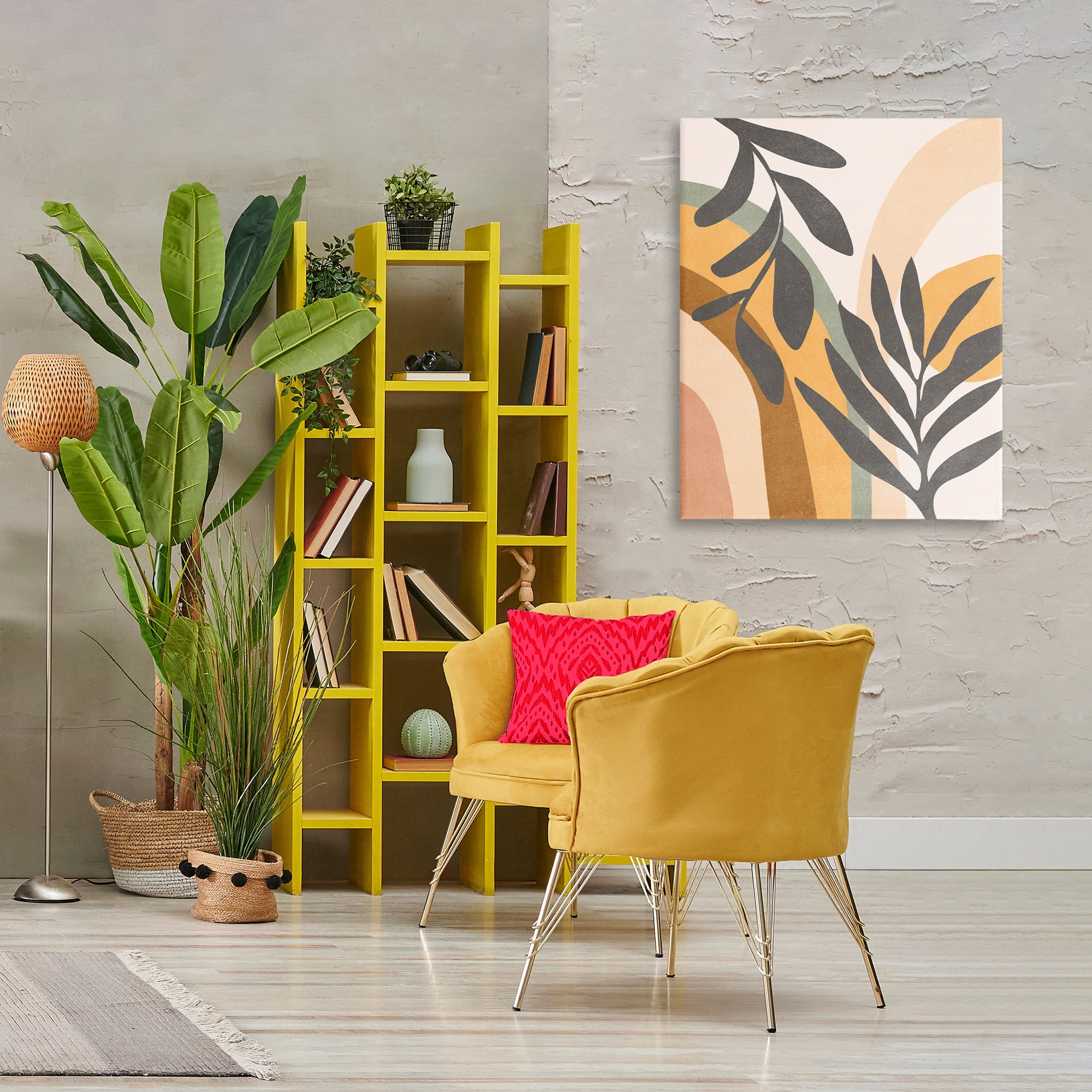 Stupell Industries Retro Sage Boho Plants Landscape & Nature Painting Wrapped Canvas Art Print Wall Art, 30 x 40