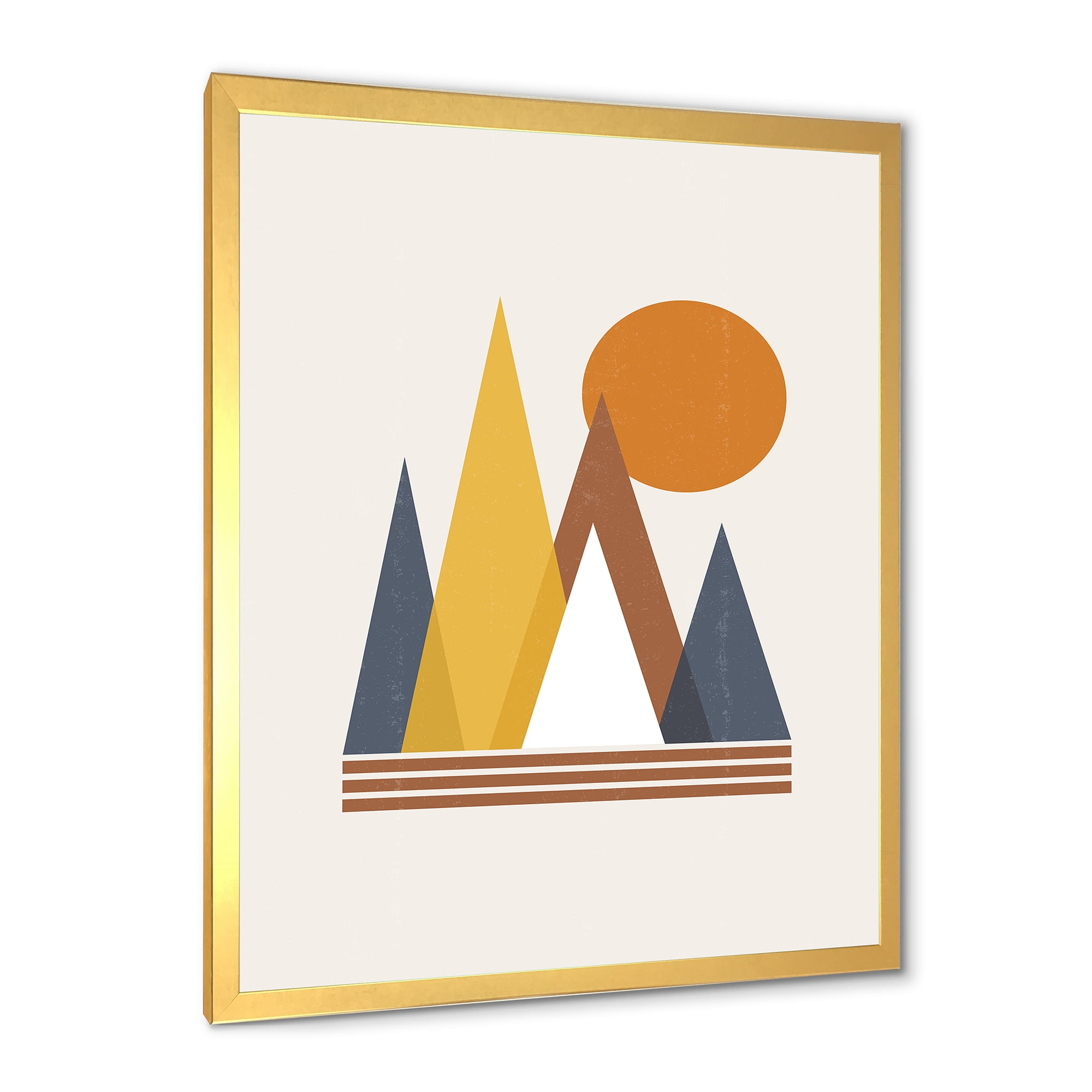Designart 'Sun and Mountain Abstract' Modern Framed Art Print