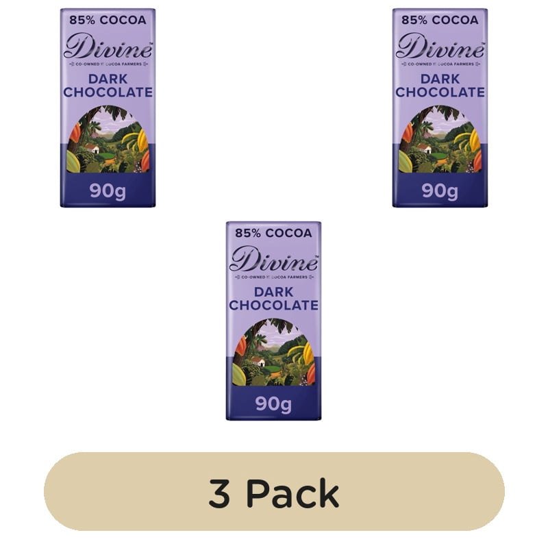 Divine 85% Dark Chocolate 90g, British Import (Pack of 3)