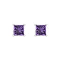 thumbnail image 3 of 0.5 Ct Princess Cut Studs Purple Alexandrite 18K White Solid Solid Gold Everyday Dainty Earrings Screw Back, 3 of 7