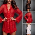 thumbnail image 4 of numerousjiang 1set mujeres encaje ropa de dormir bata albornoz sexy lencería g-string babydoll vestido mxpangjing, 4 of 4