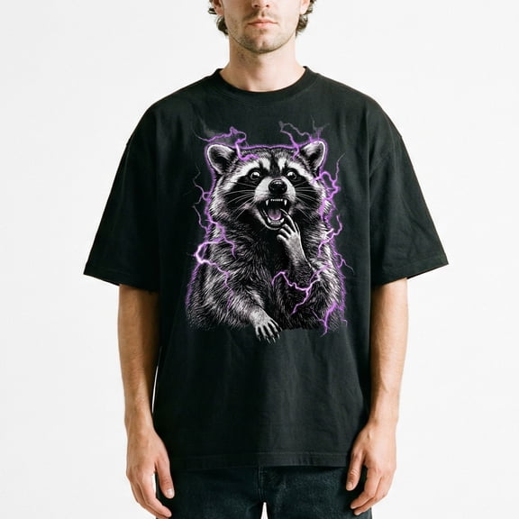 Funny Thinking Raccoon 90s Vintage T-Shirt Novelty Wildlife Graphic Tee
