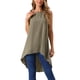 thumbnail image 1 of BLUSA TÚNICA ALTA BAJA SIN MANGAS PARA MUJER INSPIRE CHIC, ESCOTE REDONDO, AJUSTE SUELTO, CASUAL, VERDE OLIVA OSCURO, XL, 1 of 5