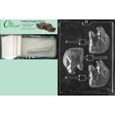 

Cybrtrayd 45StK25S-A114 Eagle Head Lolly Animal Chocolate Candy Mold with Lollipop Supply Kit