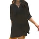 thumbnail image 2 of Camisa de vestir de playa de gran tamaño Qarigey, Color sólido, Jersey, Manga larga, Negro/M, 2 of 6