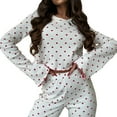 thumbnail image 3 of Conjunto de Pijamas Bonitos para Mujer, 2 Piezas, Larga, Y2K, Otoño e Invierno Corazón Rojo L, 3 of 9