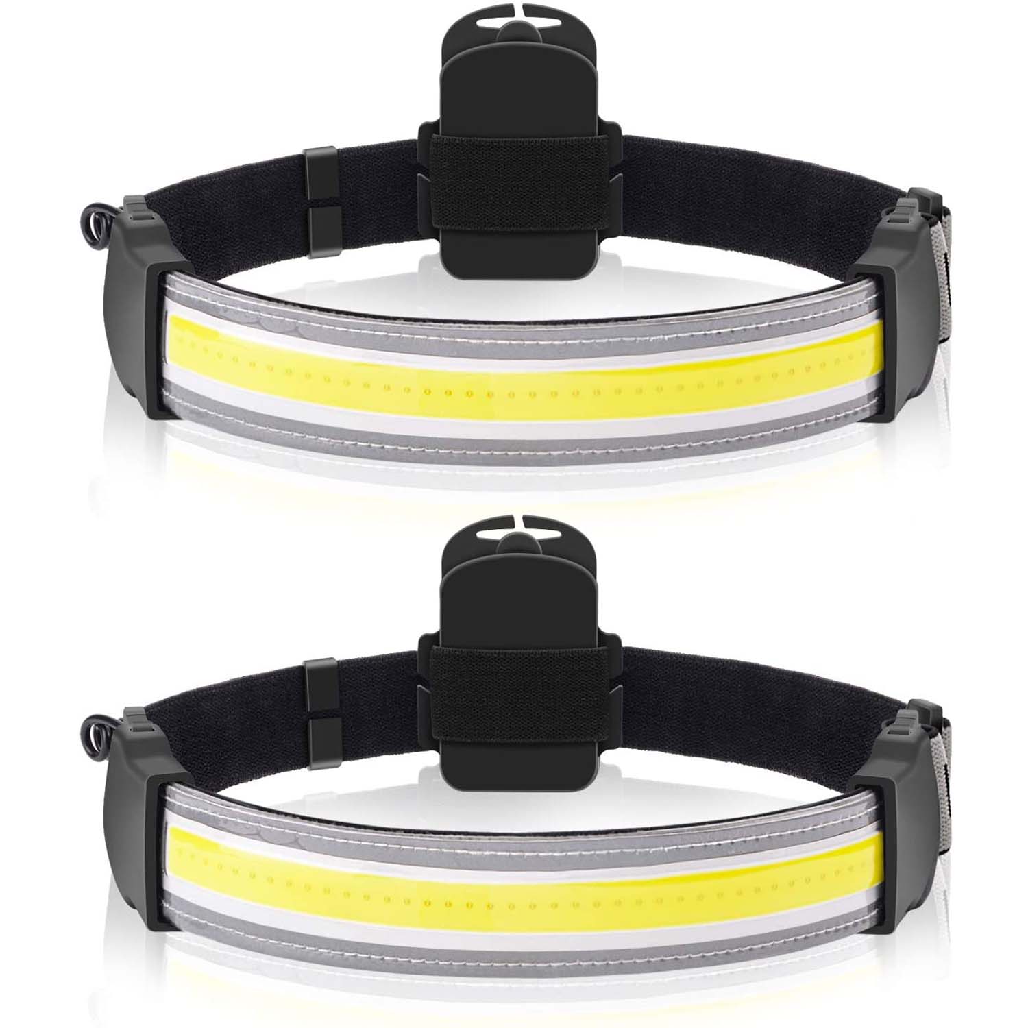 Headlamp flashlight, 2 pcs 2000 lumens LED 220° wide beam headlamp Lightweight COB bright headlamp Battery powered headlamp with 3 light modes, suitable for fishing, running and camping - image 2 of 8
