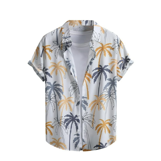 Mens Casual Manga Corta Botón Abajo Camisas, la Impresión de la Playa Turndown para Tropical, Hawaii, Al Aire Libre Y el Uso Diario