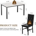 thumbnail image 5 of Dining Table Set for 4, Marble Kitchen Table Set, Western European Style with 4 Tufted Dining Chairs for, Small Spaces, Apartments, Breakfast Corners, Kitchens and Dining Rooms (White/Black), 5 of 6