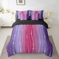 thumbnail image 2 of Purple and Pink Bedding Comforter Sets 7 Pieces Gradient Ombre Bed in a Bag, Wave Lines Dots Queen Bedding Sets Aesthetic Geometry Comforter Set Modern Abstract Bedding Sets & Collections Room Decor, 2 of 4