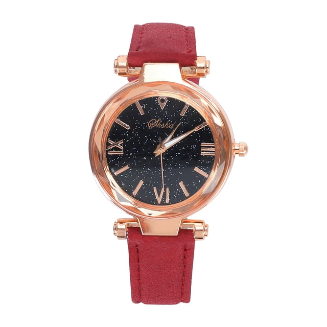 HBFAGFB Montre Femme Ceinture Givrée Montres Tendance Simples et à la Mode Robe Usage Quotidien Rouge