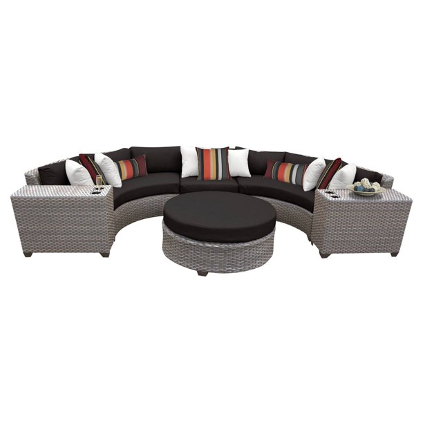 Tk Classics Florence Wicker 6 Piece Patio Conversation Set With Round Coffee Table And 2 Sets Of Cushion Covers Walmart Com Walmart Com