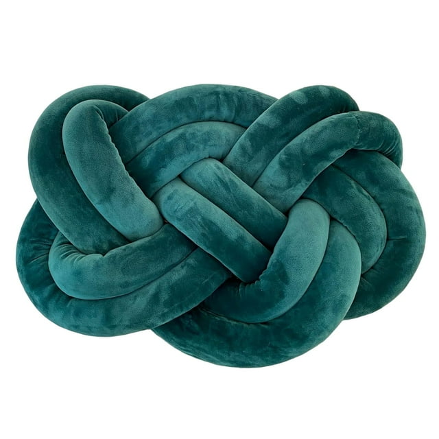 Almohada con nudo, almohada con forma de anillo de bola, almohada con bola de nudo súper suave de 17,7 pulgadas, almohada decorativa con nudos de LICRA verde