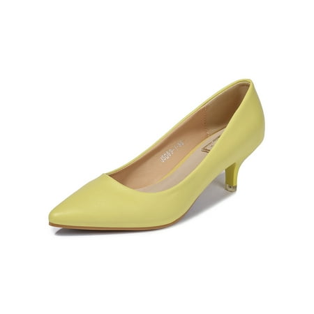 

Eloshman Women Heels Slip On Pumps Stiletto Dress Shoes Wedding Fashion Pointed Toe Office Shoe Comfort Yellow 8.5
