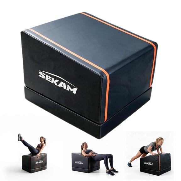 SEKAM Hip Thrust Bench with Detachable Weighted Base, 700 lb Capacity High-Density Foam Workout Box for Home Gym, Black