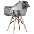 thumbnail image 4 of Mid-Century Modern Style Fabric Lined Armchair with Beech Wooden Legs, 4 of 7