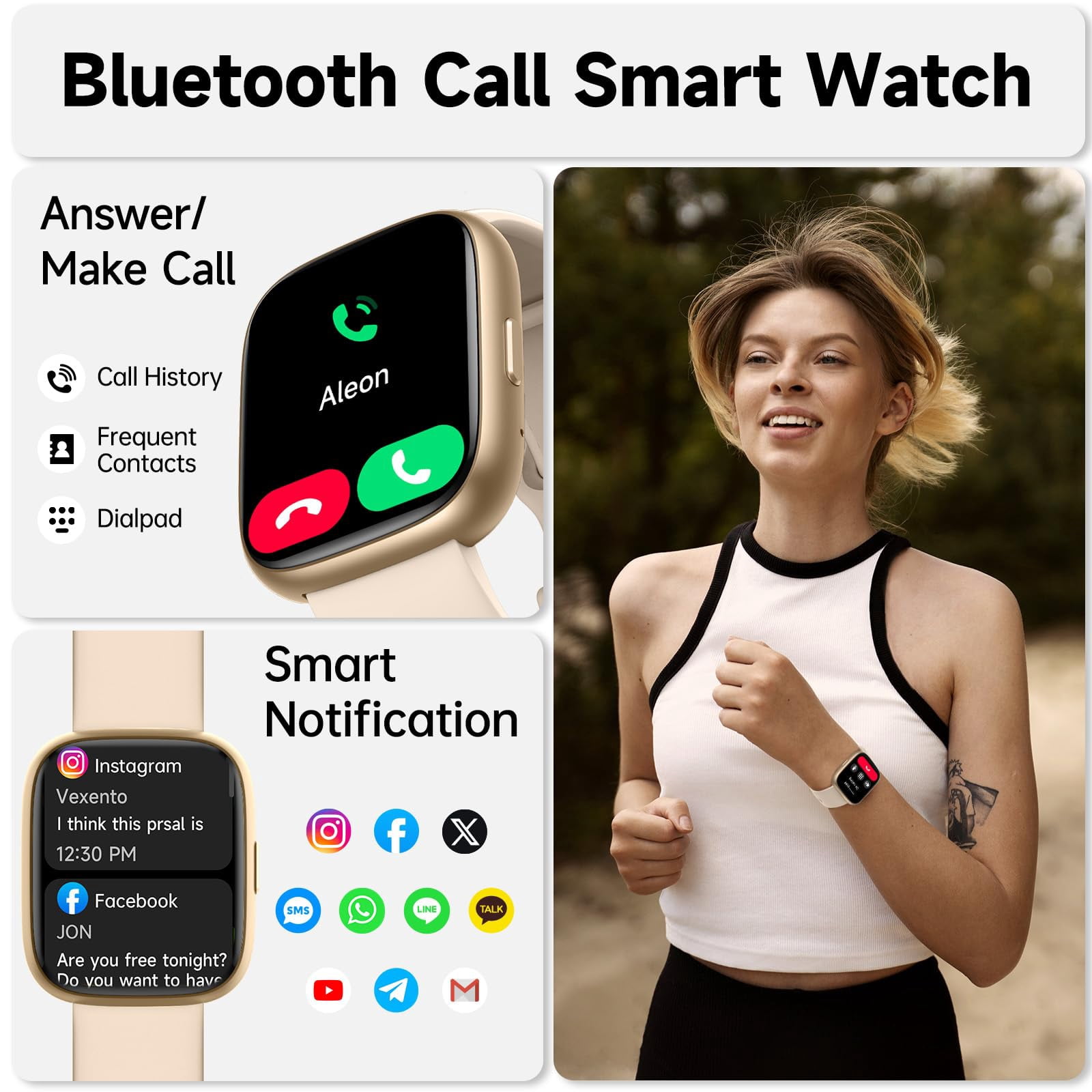 Smart Watch for Men Women,Alexa Built-in Smartwatch(Answer/Make Calls) 1.83" HD Fitness Tracker IP68 Waterproof Watches 100+ Sport Mode Activity Tracker Sleep Monitor iOS Android Compatible