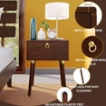 thumbnail image 2 of Caden Solid Wood Nightstand/Side Table/End Table, Fully Assembled, with 1-Drawer for Mid Century Bedroom and Living Room, Walnut, 2 of 5