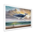 thumbnail image 2 of Designart 'Whale Floating In The Sky Over Beach' Children's Art Framed Art Print, 2 of 4