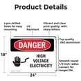 thumbnail image 2 of (2 Pack) High Voltage Electricity OSHA Danger Sign 24 Inch X 18 Inch Indoor / Outdoor Rust-Free Aluminum Metal Signs for Workplace, Workshop, and Construction Site, Made in the USA, 2 of 8