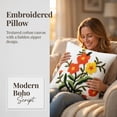 thumbnail image 4 of REGALWOVEN Floral Embroidered Decorative Throw Pillow Covers Set of 2, Farmhouse Flower Pattern Flower-6 18" x 18", 4 of 7