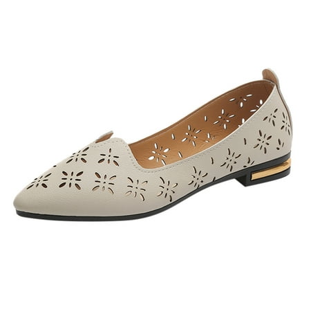 

Follure Girl women s casual shoes Women s Fashion Casual Point Toe Loafers Shallow Work Shoes Ladies Flat Shoes Beige 40