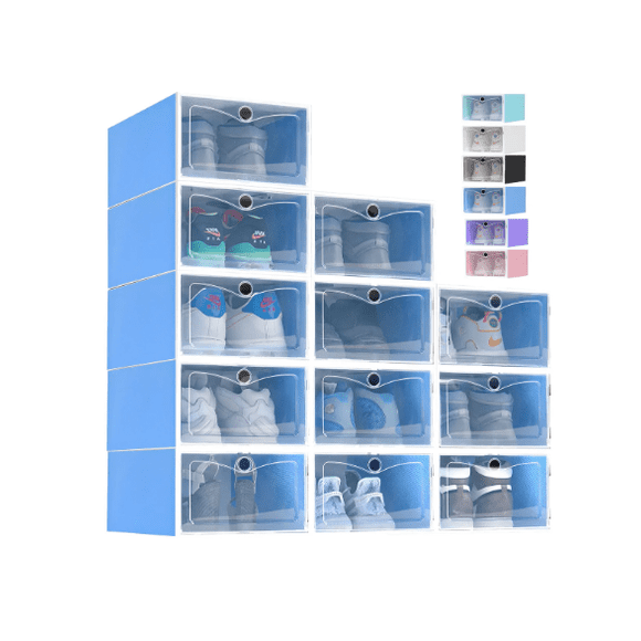 12 Pzs Zapatera Caja Apilable Xtellar Plegable Organizador Multiusos