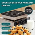 thumbnail image 2 of 25-Hole Mini Pancake Maker, Non-Stick Electric Griddle with Adjustable Temp & Timer, 900W, 11"×11"×6.7", for Commercial & Home Breakfast Use, 2 of 8
