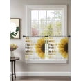 thumbnail image 2 of Sheer Curtains 45 Inch Length 2 Panels Set for Kitchen, Yellow Sunflowers Semi Sheer Curtains for Windows, You Are My Sunshine Wood Rustic Voile Window Treatments Rod Pocket Curtain, 2 of 7