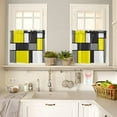 thumbnail image 4 of Yellow Grey Geometric Kitchen Curtains Set Valance Tier Curtains Set, Modern White Abstract Art Aesthetics Farmhouse 3 Piece Set Rod Pocket Kitchen Window Short/Half/Small Curtain 27.5x36*2 Panels, 4 of 5