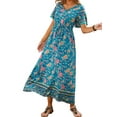 thumbnail image 3 of Enwejyy Women Vocation Beach Boho Dresses Short Sleeve V-Neck Bohemian A-Line Dresses, 3 of 3