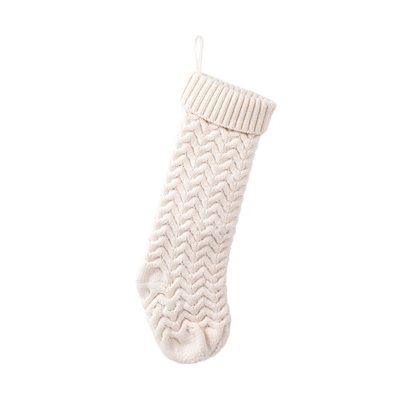 Wadada Christmas Stockings: White Cable Knit Patterns Fireplace Stockings, Rustic Hanging Xmas Stockings Farmhouse Boho Beige Knitted Stocking Decorations for Family Holiday Decor