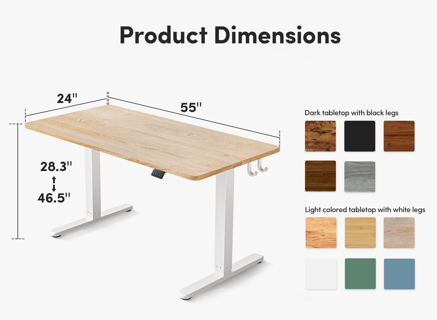 FEZIBO Electric Standing Desk, 55 x 24 Inches Height Adjustable Stand up Desk, Sit Stand Home Office Desk, Computer Desk, Maple