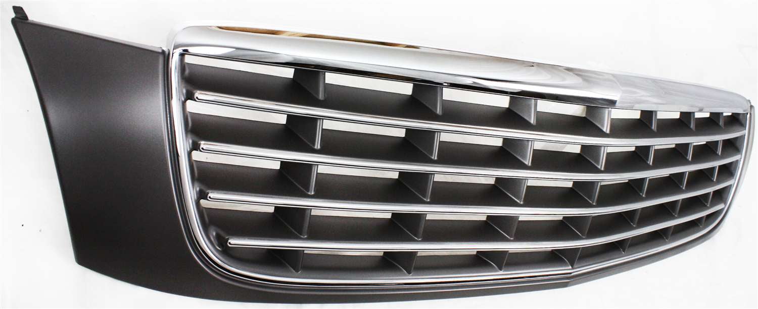 Grille Assembly Compatible With 2000-2005 Cadillac DeVille Chrome Shell with Painted Gray Insert