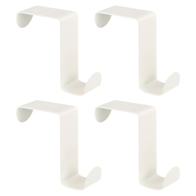 Ganchos para Puerta, Paquete de 4 Ganchos de Acero Inoxidable, Ganchos Dobles para Colgar Ropa (Blanco)