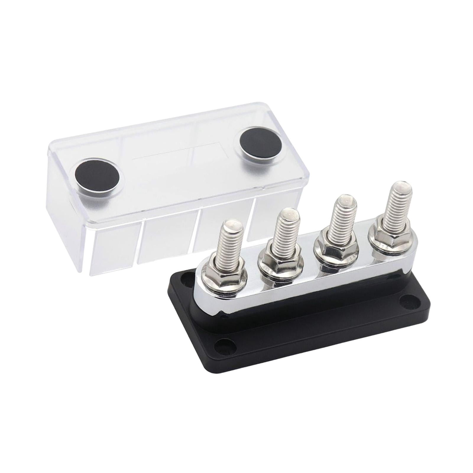 600A Bus Bar Power Distribution Block 4x 3/8inch Terminal Screws Heavy Duty with Black