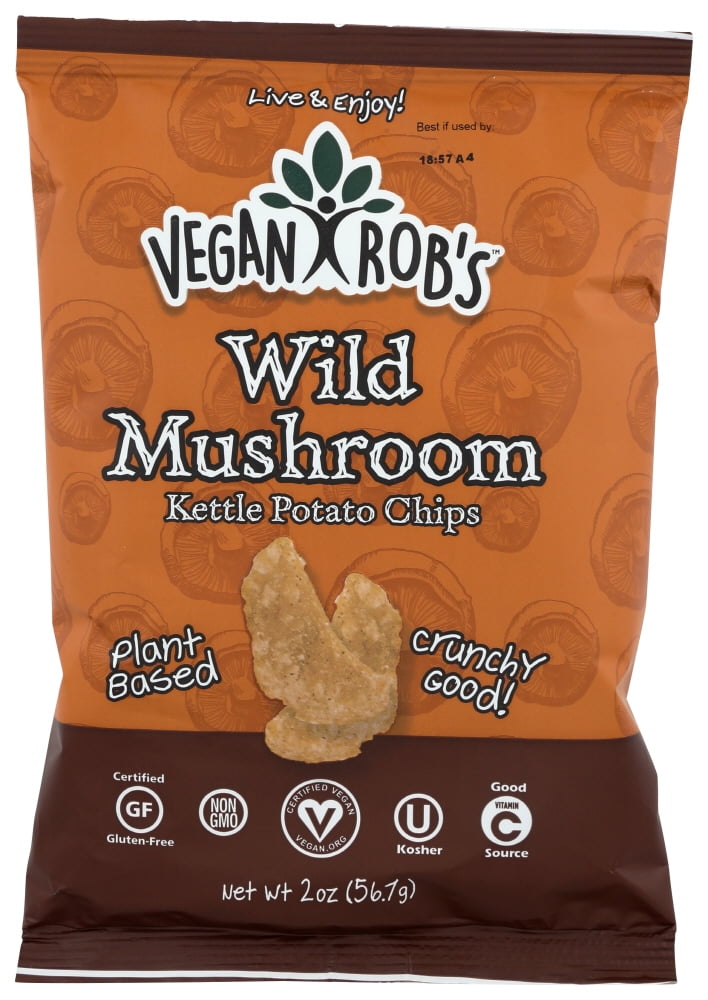Vegan Rob's Kettle Chips Wild Mushroom, 2 oz, Pack Of 24