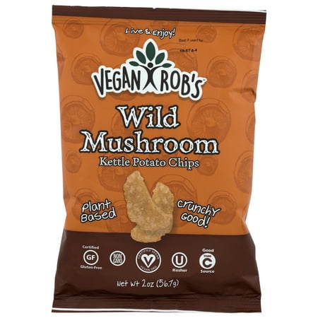 Vegan Rob's Kettle Chips Wild Mushroom, 2 oz, Pack Of 24