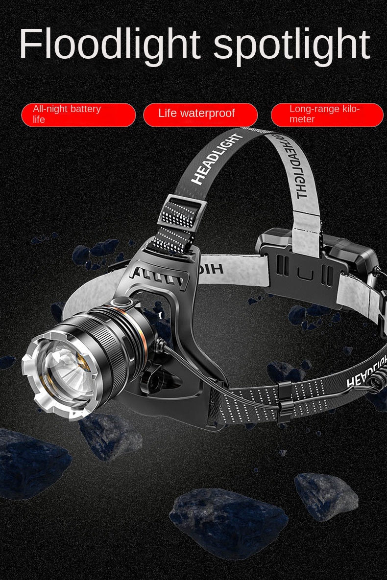 PINSAI Headlamp Rechargeable 12H Long Battery Life Super Bright LED Head Lamp, Headlight Motion Sensor Zoomable Headlamps for Adults Camping Cycling Hunting Fishing
