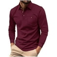 thumbnail image 3 of RongHuan Long Sleeve Golf Shirt for Men Regular Fit Lapel Tshirts Lightweight Sports Shirts Button Up Tees Tops, 3 of 10