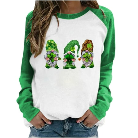 

Hvyesh Women s St. Patrick s Day Green O-Neck Long Sleeve Casual Lucky Tee Tops Green Sweatshirt Green shirts for women X-Large