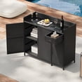thumbnail image 1 of Armoire de Rangement Extérieure en Osier de 47,5 Pouces avec Dessus de Table de Bar – Armoire en Rotin Résistante aux Intempéries avec 3 Portes, Tablette et Tiroir Ajustables pour Coussins et Jouets de Piscine, 1 of 8