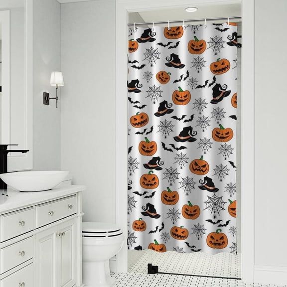 Classic Elements Halloween Pattern Shower Curtain 36"x72" ,Bathroom Decorative Shower Curtains Set with 12 Hooks,Modern Waterproof Washable Shower Curtain